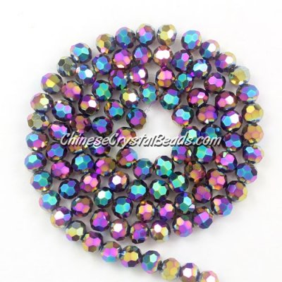 Chinese Crystal 4mm Round Long Bead Strand, Rainbow, about 100 beads