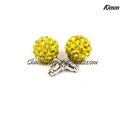 Pave clay disco Earrings, yellow, 10mm, sold 1 pair