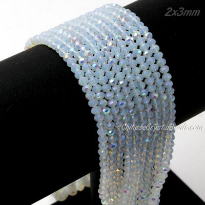 130Pcs 2x3mm Chinese Crystal Rondelle Beads, Opal half AB