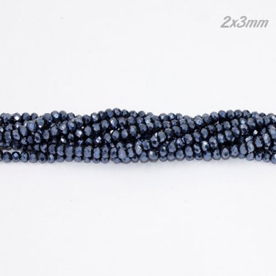 130Pcs 2x3mm Chinese Crystal Rondelle Beads, Gun Metal