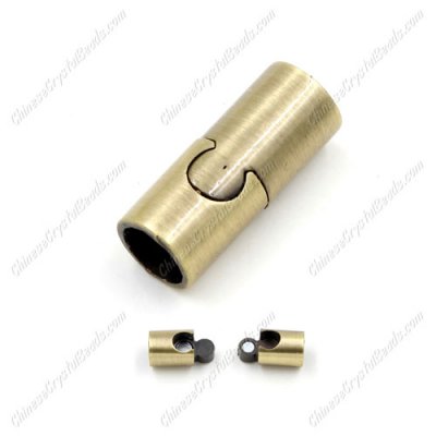 Brass Magnetic Clasps, Tube, 21x9mm, antique bronze plated, half-drilled hole, hole:7mm, 1pcs