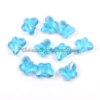 Crystal Butterfly Beads, aqua, 12x14mm, 10 beads