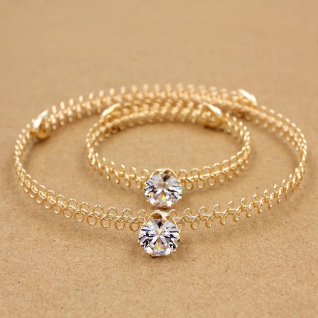 90's Tatto Choker sets, AAA 12mm Zircon crystal stones, gold color,1 pc - Click Image to Close
