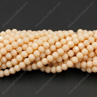 Crystal round bead strand, 4mm,opaque light peach, about 100pcs