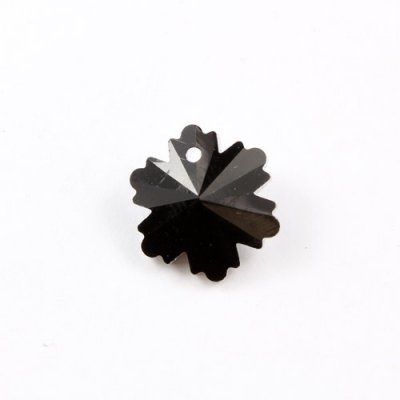 10Pcs crystal pendant snowflake, 1 hole 1mm, 12x14mm, black