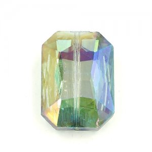 Chinese Crystal Multi-Faceted Rectangle Pendant, green light, 24 x 33mm, 1pcs