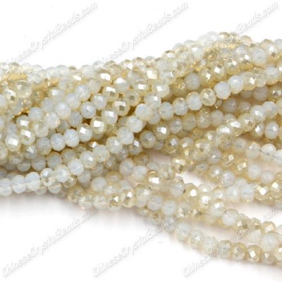 130Pcs 2x3mm Chinese Crystal Rondelle Beads strand, opal half amber light