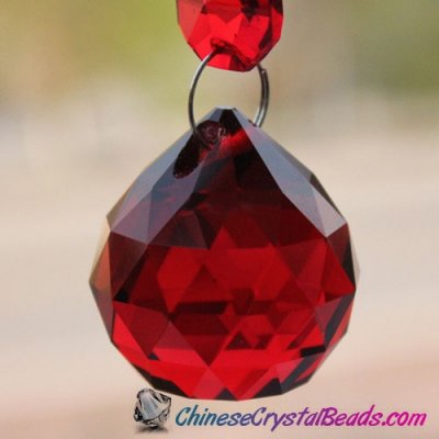 Crystal faceted ball pendants , 40mm, siam