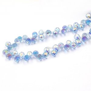 98 beads 8mm Strawberry Crystal Beads, Lt Sapphire new AB