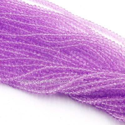 130Pcs 2.5x3.5mm Chinese Crystal Rondelle Beads, paint pink lavender