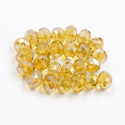 70 pieces 8x10mm Crystal Rondelle Bead,Gold Champagne AB