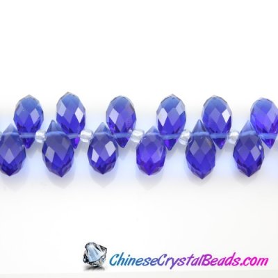 Chinese Crystal Teardrop Beads, sapphire, 6x12mm, 20 beads
