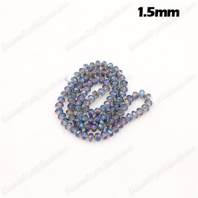 1.7x2.5mm Chinese Crystal Rondelle Beads, transparently blue light, 190pcs