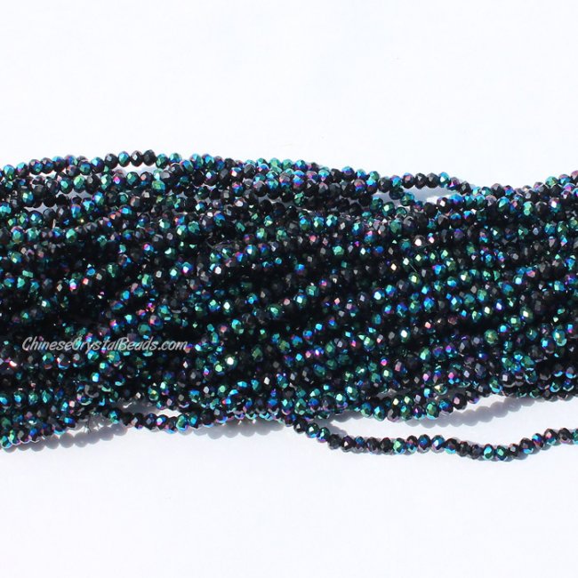 10 strands 2x3mm chinese crystal rondelle beads black half green light j9 about 1700pcs - Click Image to Close