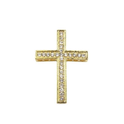 pave alloy cross, gold, 27x38mm, Pave