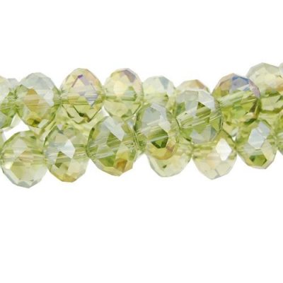 Chinese Crystal Long Rondelle Strand, 6x8mm, AB Lt. Olivine , about 72 beads