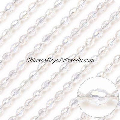 Chinese Barrel Shaped crystal beads,clear AB, 4X6MM, about 72 Beads