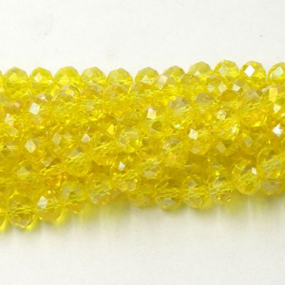 Chinese Crystal Long Rondelle Strand, 6x8mm, Lime AB, about 72 beads