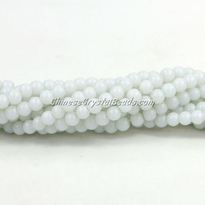 Chinese 4mm Round Glass Beads Opaque white, hole 1mm, about 80pcs per strand