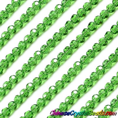 95pcs Chinese Crystal 6mm Faceted Round Bead Strand, fern green