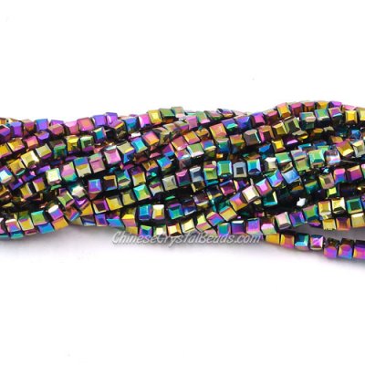 180pcs 2mm Cube Crystal Beads, rainbow