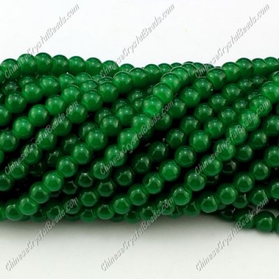 6mm round glass beads strand, emerald, 140pcs per strand
