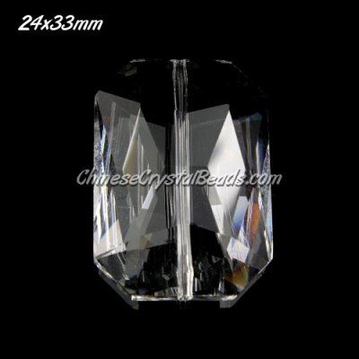 Chinese Crystal Faceted Rectangle Pendant, clear, 24x33mm, 1 pieces