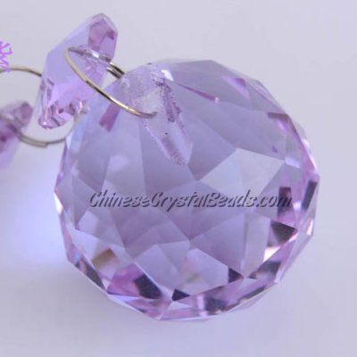 Crystal faceted ball pendants , 30mm, violet