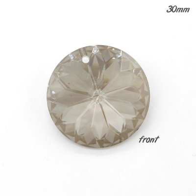 30mm Crystal round coin pendant, silver shade, hole: 1.5mm