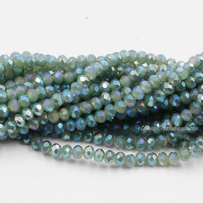 130Pcs 3x4mm Chinese Crystal Long Rondelle Strand, Opaque Sage Green 3