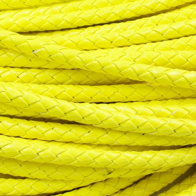 2 Meters 7mm Round Braided Bolo Synthetic Leather Jewelry Cord String, neon yellow