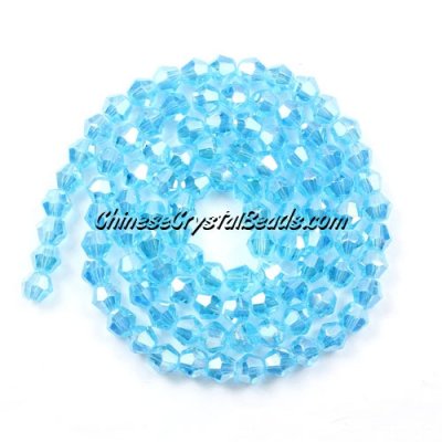 Chinese Crystal 4mm Bicone Bead Strand, aqua AB, about 120 beads