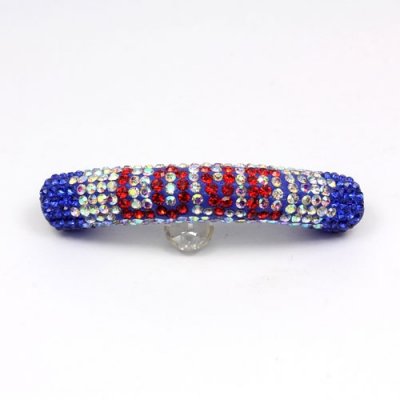 LOVE Pave beads, Pave Curved 52mm Bling Tube Bead, blue, red love #005