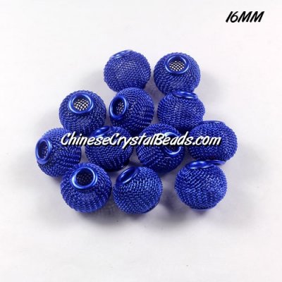 16mm sapphire Mesh Bead, Basketball Wives, 15 pieces