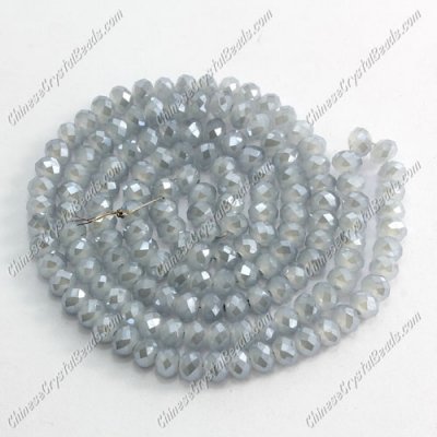 130Pcs 3x4mm Chinese rondelle crystal beads, gray and blue jade