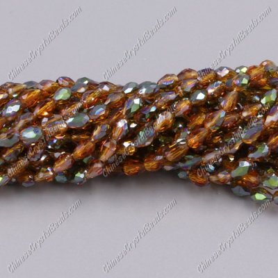 Chinese Crystal Teardrop Beads Strand, #27, 3x5mm, about 100 Beads