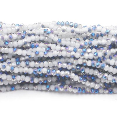1.7x2.5mm Chinese Crystal Rondelle Beads, white jade half blue light, 190pcs