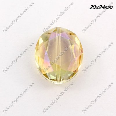 Chinese Crystal Faceted Oval pendant, yellow light ,20x24mm, 1 beads