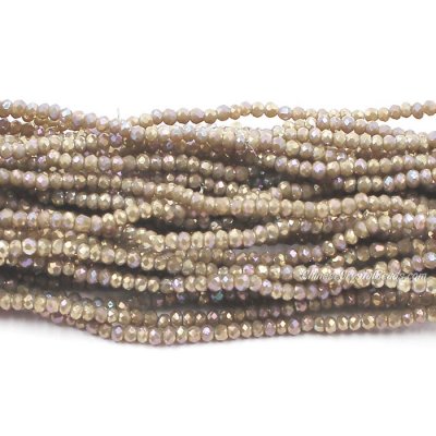 1.7x2.5mm Chinese Crystal Rondelle Beads, Opaque Khaki AB, 190pcs