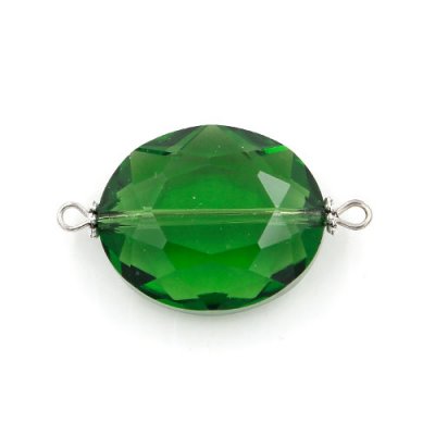 Oval shape Faceted Crystal Pendants Necklace Connectors, 20x33mm, green, 1 pc