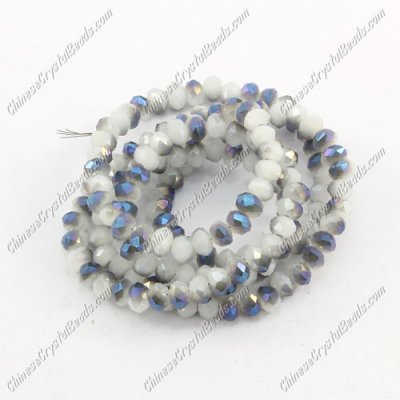 130Pcs 3x4mm Chinese rondelle crystal beads, opaque white and blue light