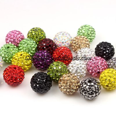 50pcs, 12mm Pave beads, hole: 1.5mm, clay disco beads,mixed