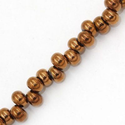 100Pcs 6mm rondelle earring shaped glass beads, hole: 2mm, copper