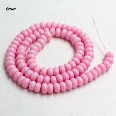 100Pcs 6x3.5mm Smooth Roundel Shape Glass Beads, rondelle glass beads strand, hole 1mm, light pink