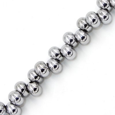 100Pcs 6mm rondelle earring shaped glass beads, hole: 2mm, silver