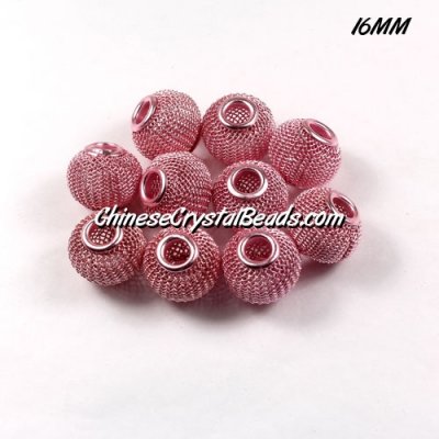 16mm Pink Mesh Bead, Basketball Wives, 15 pieces