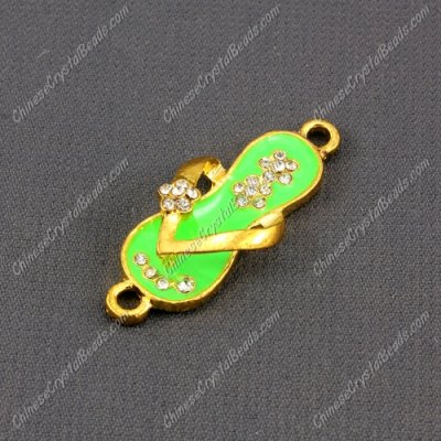 Slippers Pendant Charm, Neon Green Enamel, gold plated, Findings DIY, 1 piece