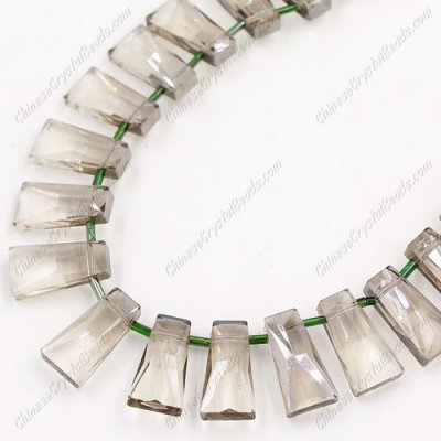 12pcs Faceted Trapezium Crystal Beads, silver shade, 30x16x10mm, hole: 1.5mm