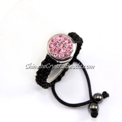 Pave ring, 10mm, button, pink, Sold individually.