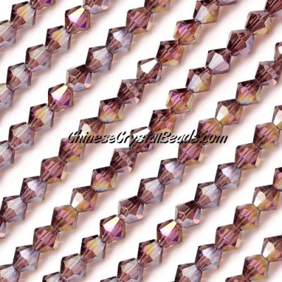 Chinese Crystal Bicone bead strand, 6mm, amethyst AB, about 50 beads